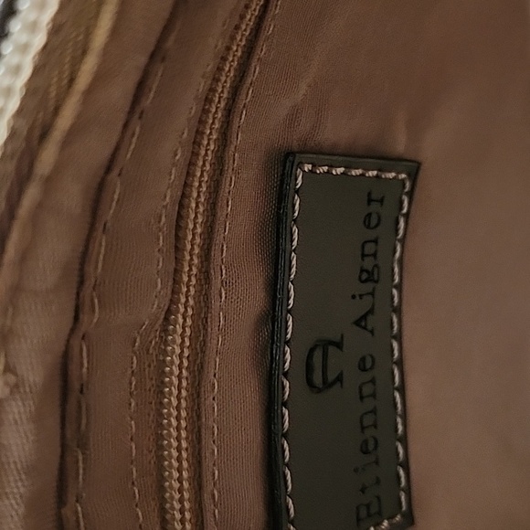 Vintage Etienne Aigner Tan and Black Nylon & Faux Leather Mini Tote - Picture 11 of 16